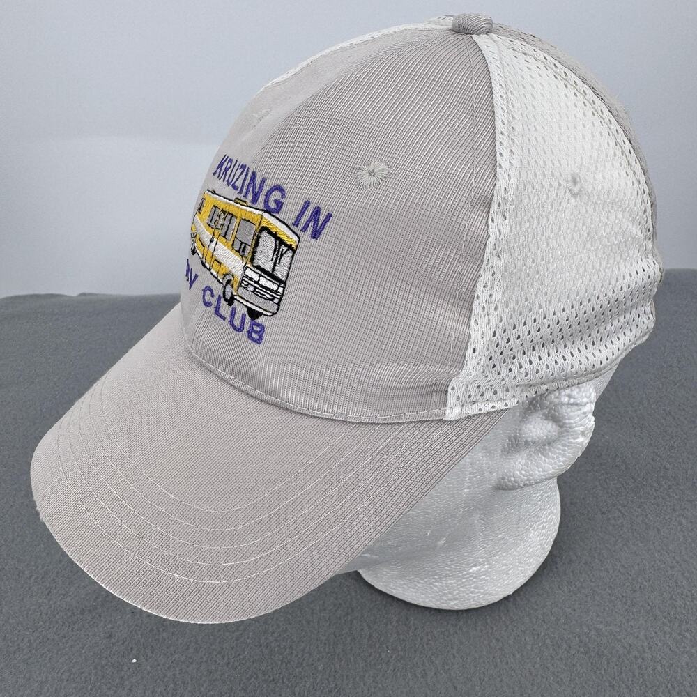 DELF Hat Cap Strap Back Mens One Size Beige Mesh Trucker KRUZING RV Club Outdoor